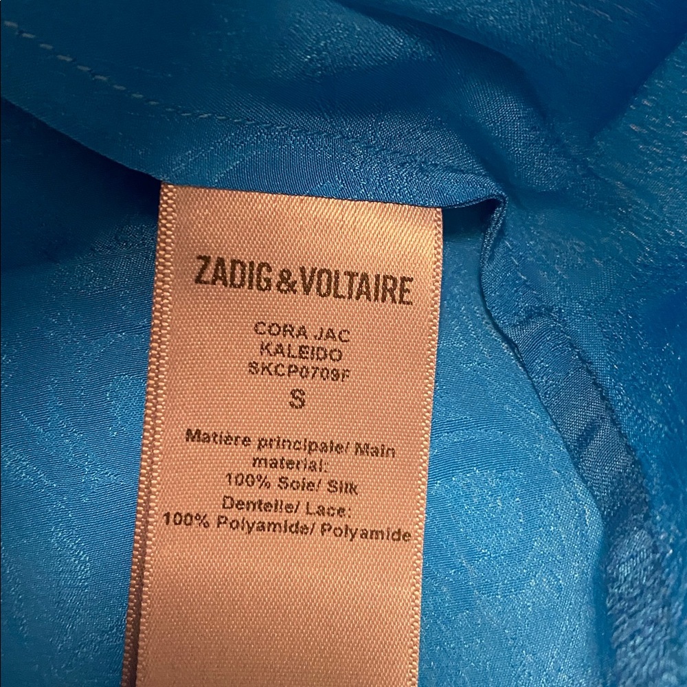 Zadig & Voltaire Silk Cami • Blue White Lace • Size S - Picture 6 of 8